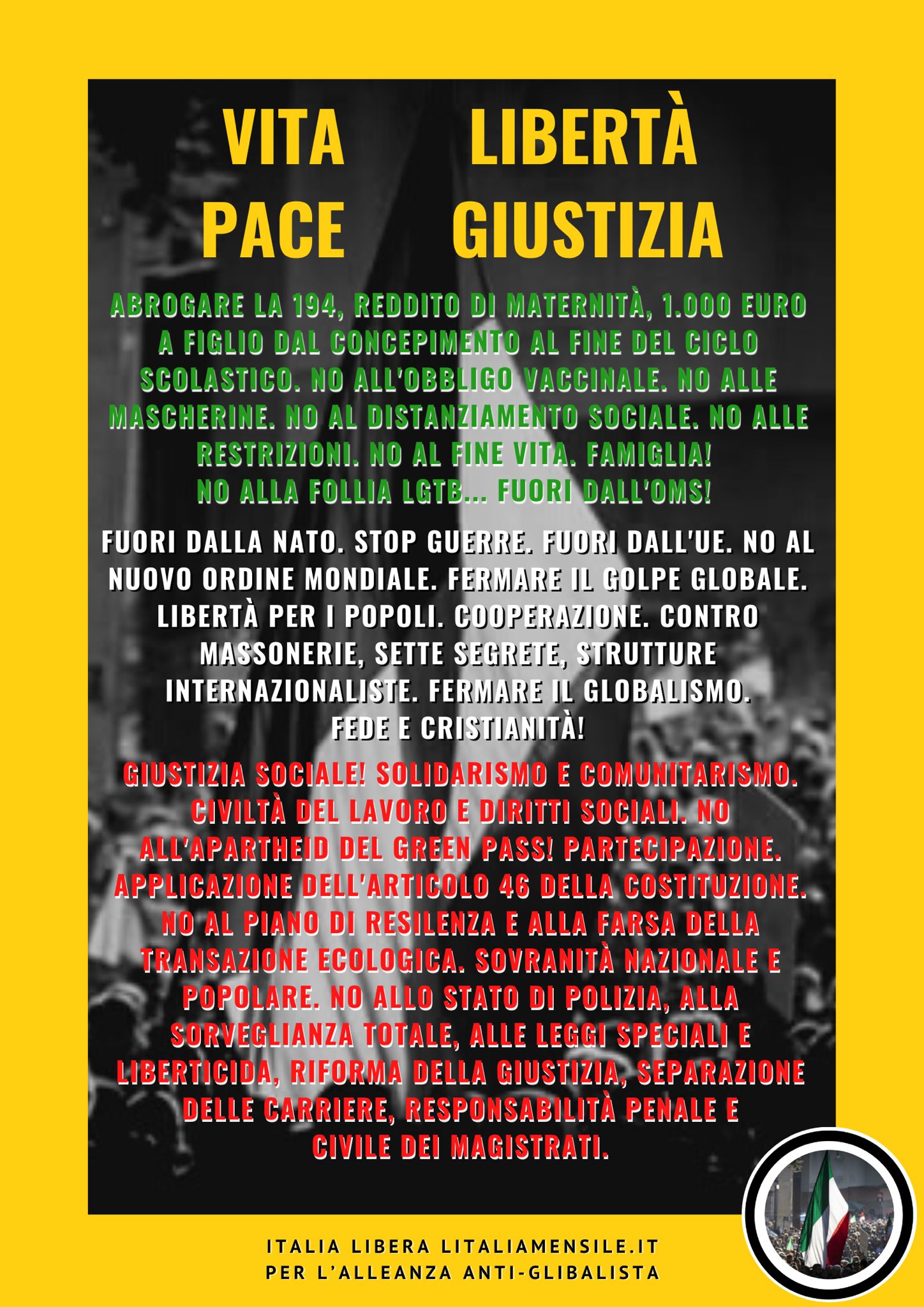 Il Manifesto Dei Valori Per L’Italia Libera: Un Pensiero Forte Da Sostenere