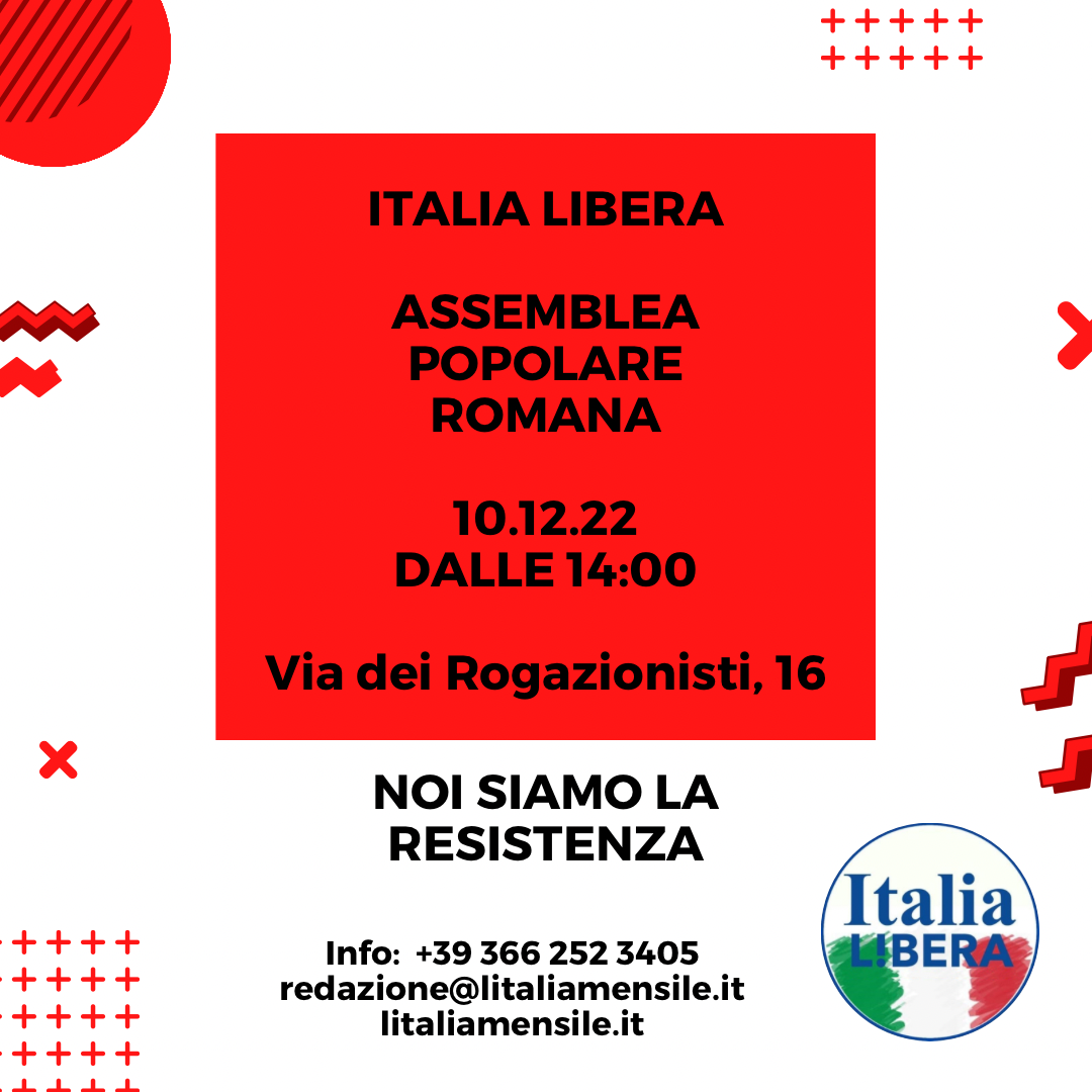 Marcello Porcasi (Italia Libera): Sabato 10 dicembre ore 14 la resistenza romana si incontra.