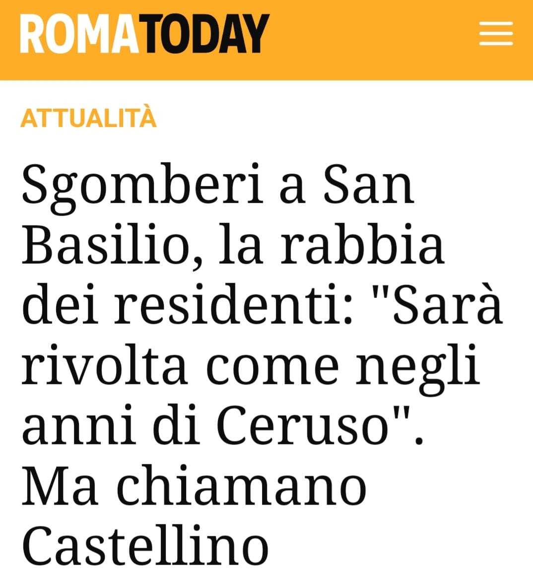CASTELLINO (ITALIA LIBERA): NÉ DESTRA NÉ SINISTRA, NO AGLI SFRATTI. DIRITTO ALLA CASA! REGOLARIZZARE GLI OCCUPANTI.
