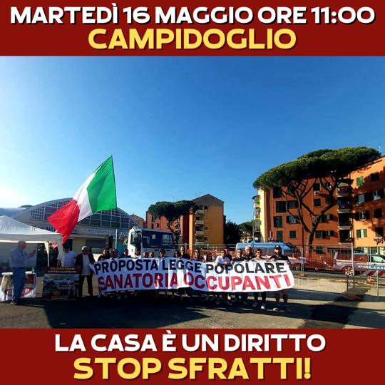 ITALIA LIBERA: MARTEDI SI TORNA IN CAMPIDOGLIO! NO SFRATTI! STOP SGOMBERI.